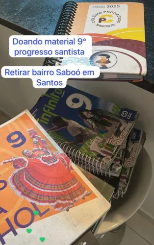 Doação material colegio progresso santista