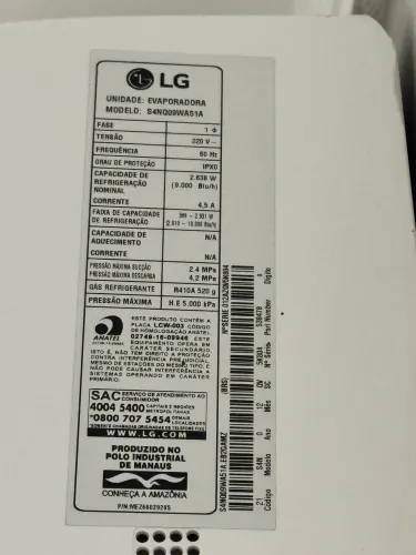 Ar condicionado LG Dual inverter 9.000 btus