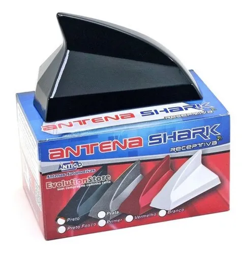 Antena Tubarão Shark Preto brilhoso Receptiva e Decorativa- Antico
