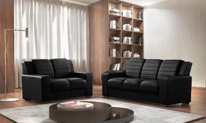 Sofá 270 3 e 2 lugares Corino Preto Até 12x - Frete Grátis 