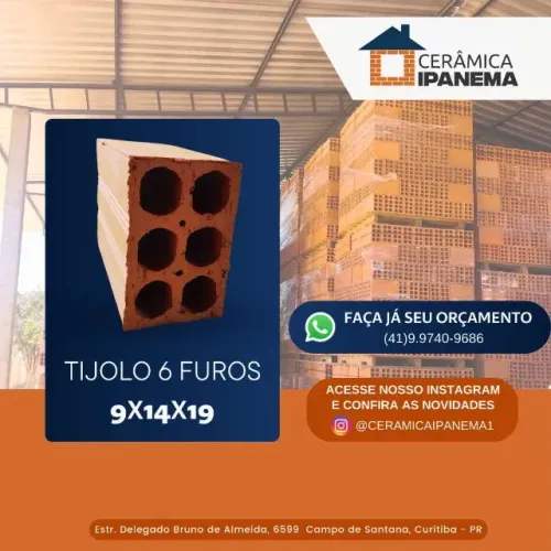 Tijolo 6 furos 9x14x19