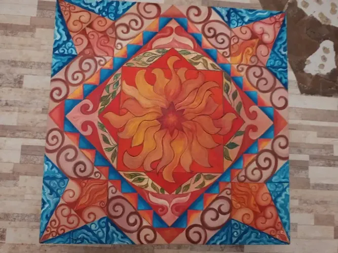 Quadro Mandala pintado a óleo