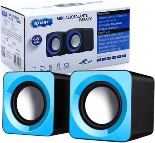 Caixa de Som para PC/Notebook 6W KP-609 - Knup - Caixinha para Computador Loja Coimbra 