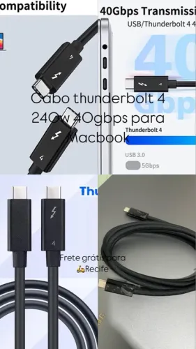 Cabo thunderbolt 4 para vídeo blindado 