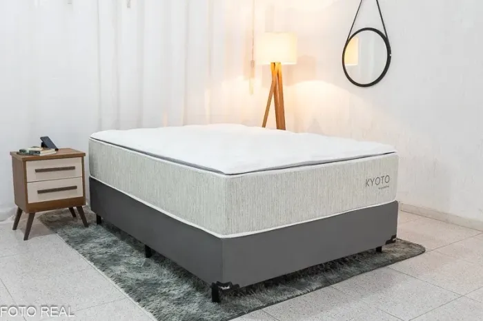 Base Casal Cinza + Colchão Casal Molas Ensacadas IMPERDÍVEL rf654