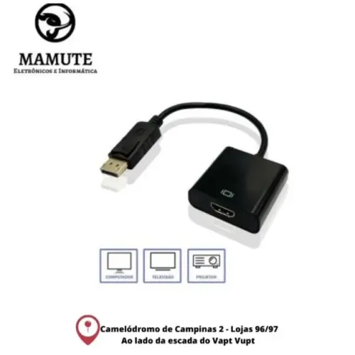 Cabo Adaptador Conversor Displayport Macho Para Hdmi Fêmea