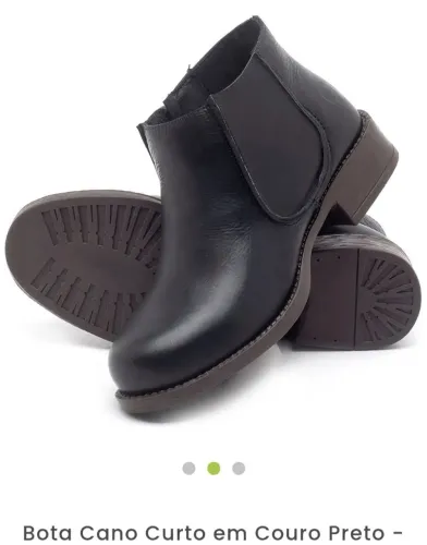Bota Cano Curto de Couro Preto LARANJA LIMA