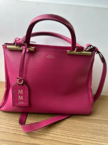Bolsa Couro Arezzo - modelo Tote Auguri Lady Pink