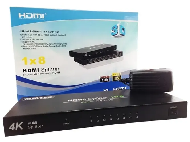 Distribuidor splitter HDMI 1×8 4k2k full HD 3D 4KDK108