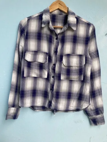 Camisa Xadrez Feminina Manga Comprida, Tam M