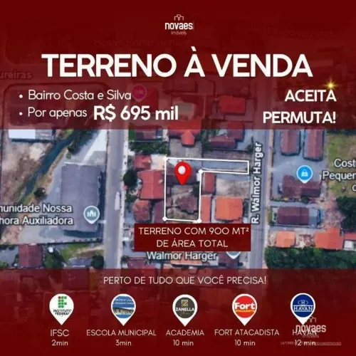 Terreno à venda, 900 m² por R$ 695.000,00 - Costa e Silva - Joinville/SC