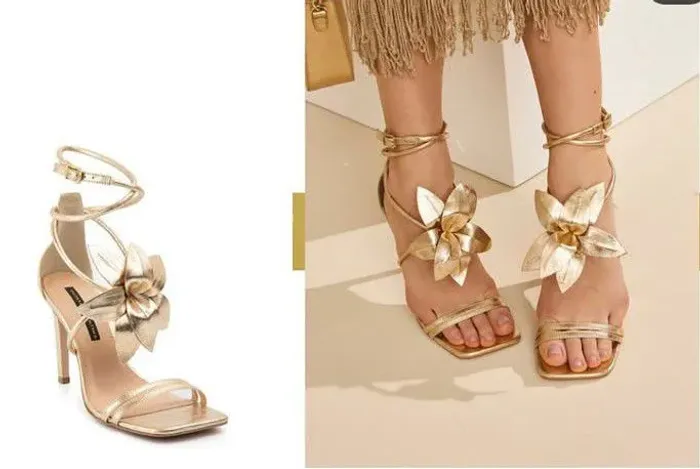 Sandália dourada de salto alto Quinta Valentina n°40