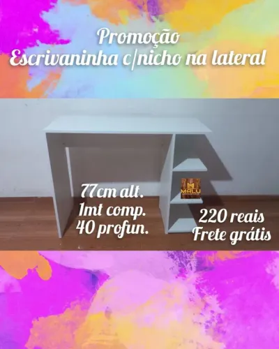 Escrivaninha branca com nicho lateral - promoção!