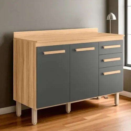 Balcão para cozinha Intenza  120cm  chumbo novo