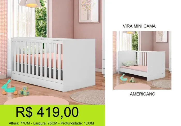Berço infantil Moderno entrega por apenas R$29,00