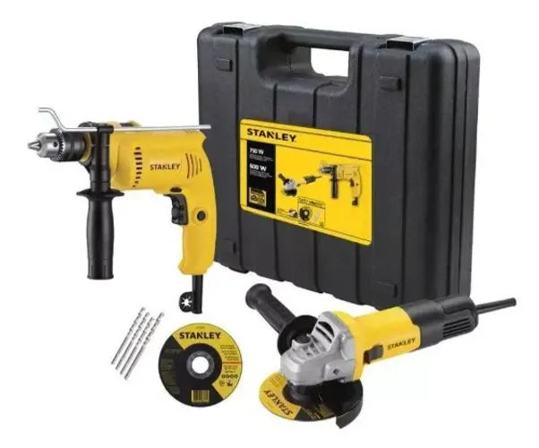 Furadeira 1/2 600w Esmerilhadeira 4.1/2 750w Stanley SHG6750KA Cor Amarelo Voltagem 220v