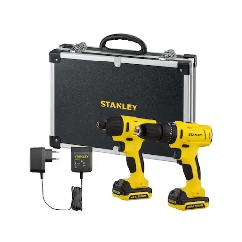 COMBO FURADEIRA C/IMPACTO+FURADEIRA DE IMPACTO STANLEY C/2BAT 12V MALETA