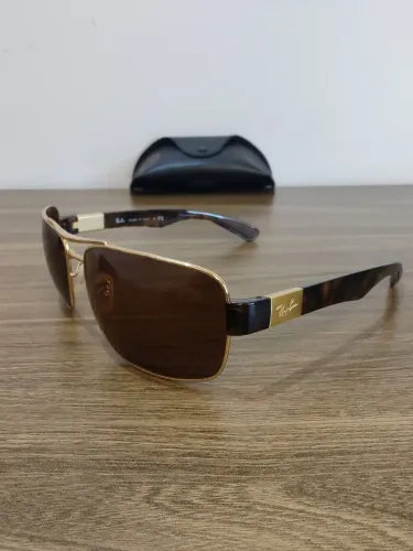 Ray-Ban RB3522 Original Vintage Dourado Lente Marrom Made Italy