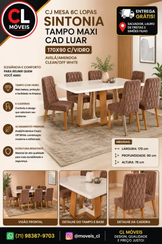 Mesa de jantar 6 cadeiras