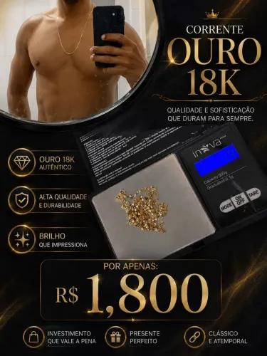 Corrente de ouro18 piatrine ,gramas 1.9e 65 centímetros, muito nova , poucas vezes usada 