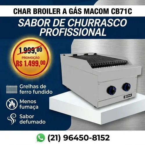 Char broiler (churrasqueira a gás) profissional alto nível 
