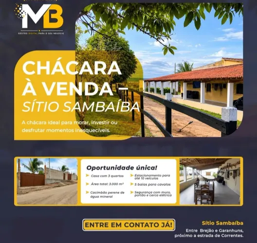 Chácara com 3.000m², casa completa , 5 Baias e Água Mineral Perene