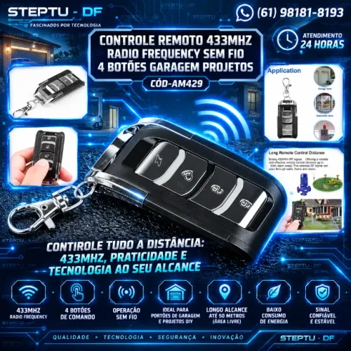 Controle Remoto 433mhz Radio Frequency 433mhz Sem Fio 4 Botões Garagem Projetos COD-AM429 