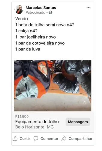 Equipamento de trilha semi novo 