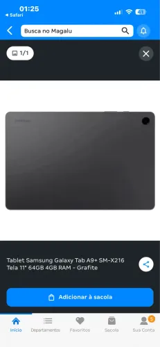 GalaxyTab a9+ 64 gb 4gb RAM, apenas Wi-Fi, tela 11 polegadas(grafite)