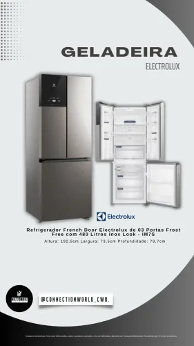 Geladeira Electrolux Frost Free Inverter 484L Efficient 3 Portas Inox Look (IM7S) 127V