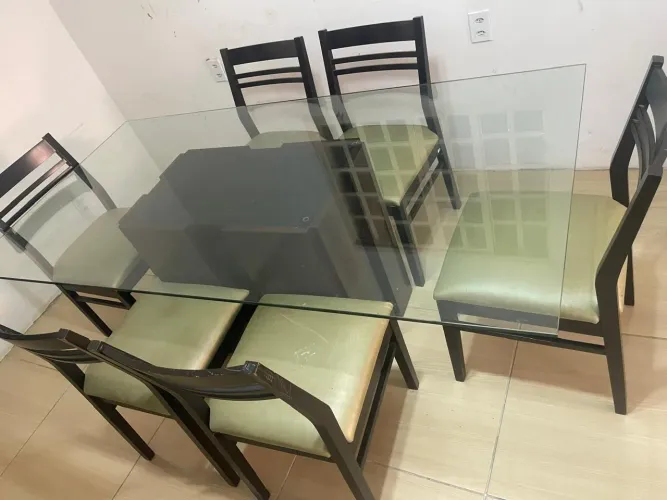 Mesa de vidro 6 cadeira