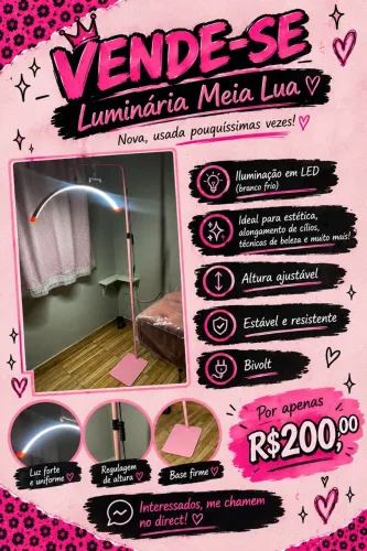 Luminária Meia Lua - Nova, usada pouquíssimas vezes e em ótimo estado!