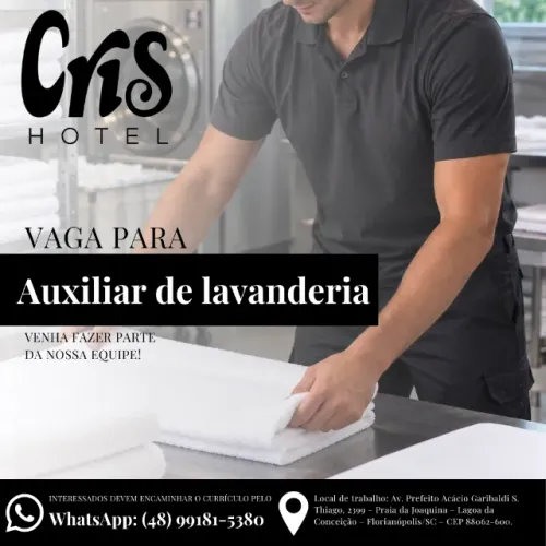 AUXILIAR DE LAVANDERIA - CRIS HOTEL - PRAIA DA JOAQUINA - FLORIANÓPOLIS