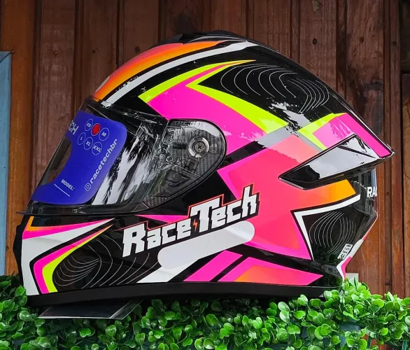 Capacete NOVO tamanho 56 detalhes Rosa top de linha