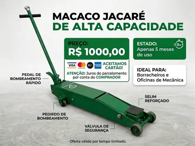 Macaco Jacaré de Borracheiro ou Mecânico 
