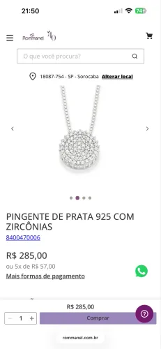 Colar Rommanel em zirconias 