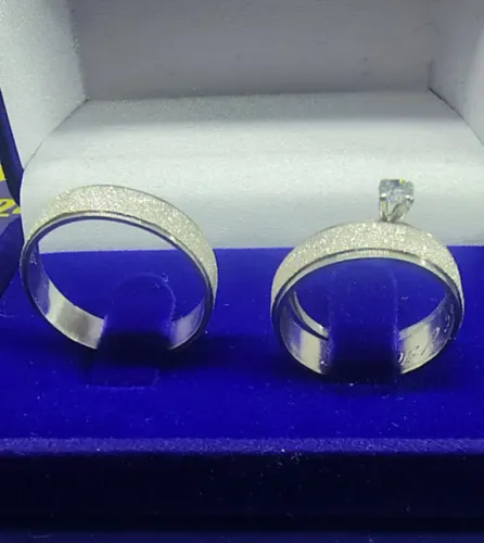 Alianças de Prata 950 de lei par 6 mm Junto com Anel solitário 2 mm Prata Pedra Zircônia  