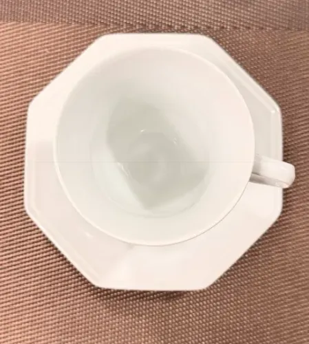 5 unidades xícara e pires de chá porcelana schmidt, cor branca, modelo prisma