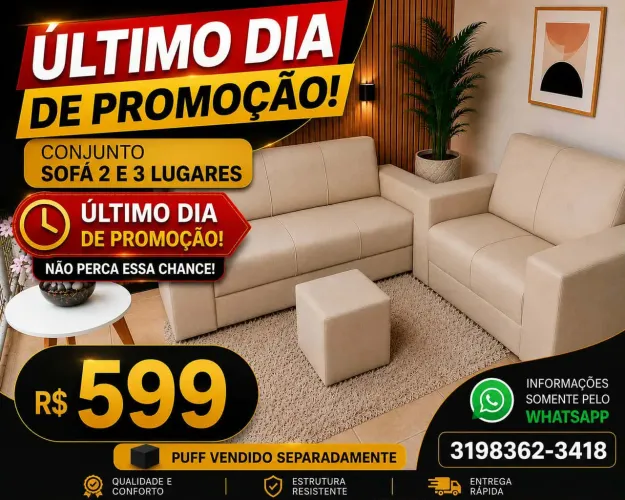 SOFÁ 2 E LUGARES PROMOÇÃO 