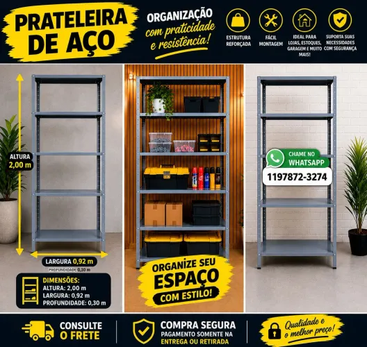 Organize seu estoque com prateleira de aço