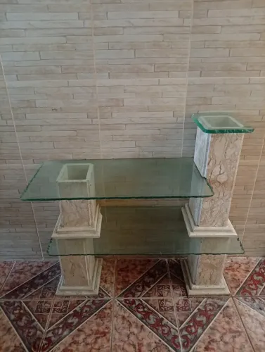 Aparador/ Rack de vidro e mármore