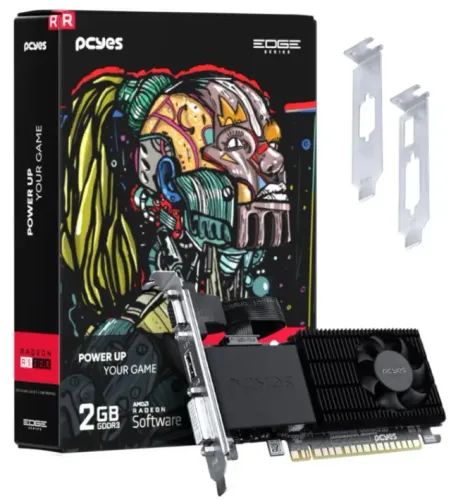 Placa de Vídeo AMD R5 220 2GB DDR3 Pcyes Single Fan 64 Bits