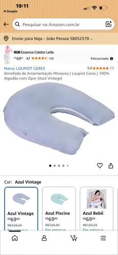 Almofada amamentação azul