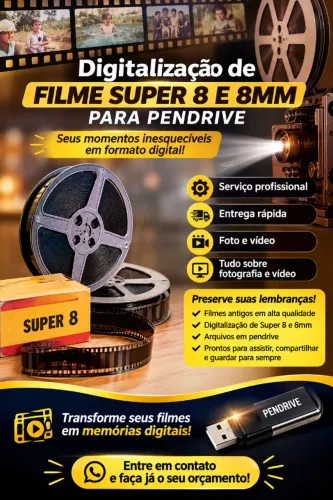 Digitalização Filme Super 8 e 8mm P/.pendrive