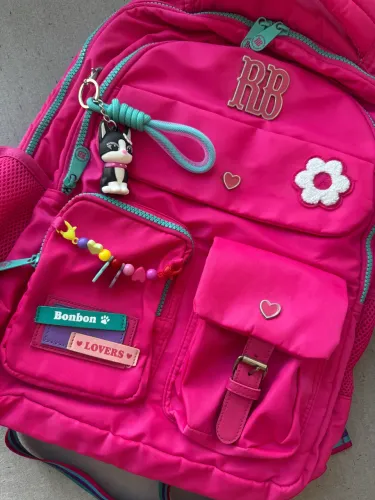 Mochila Escolar de costas Rebecca Bonbon Miçangas Pink.