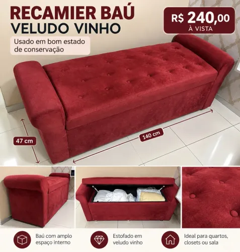 Recamier baú vinho - R$240,00 a vista
