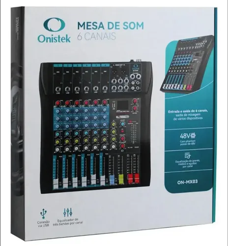 Mesa de som 6 canais USB Bluetooth DSP Effetcs Phantom Power Bivolt