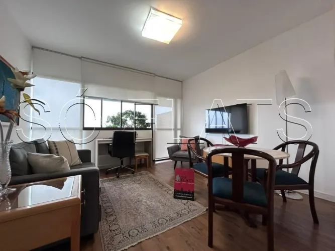 Alphaville valorizado | Flat 56m² mobiliado com varanda perto do Iguatemi Alphaville