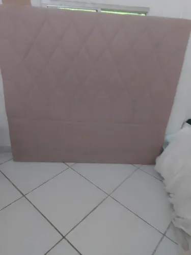 cabiçeira cama casal todo linho beje semi novo
