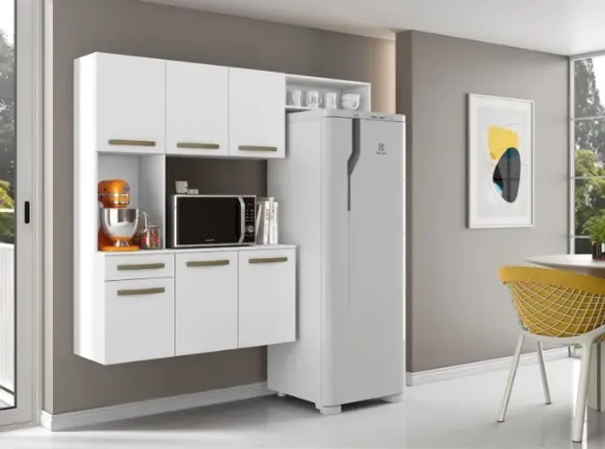 Cozinha Compacta Carol 6P 1G com Balcão Branco